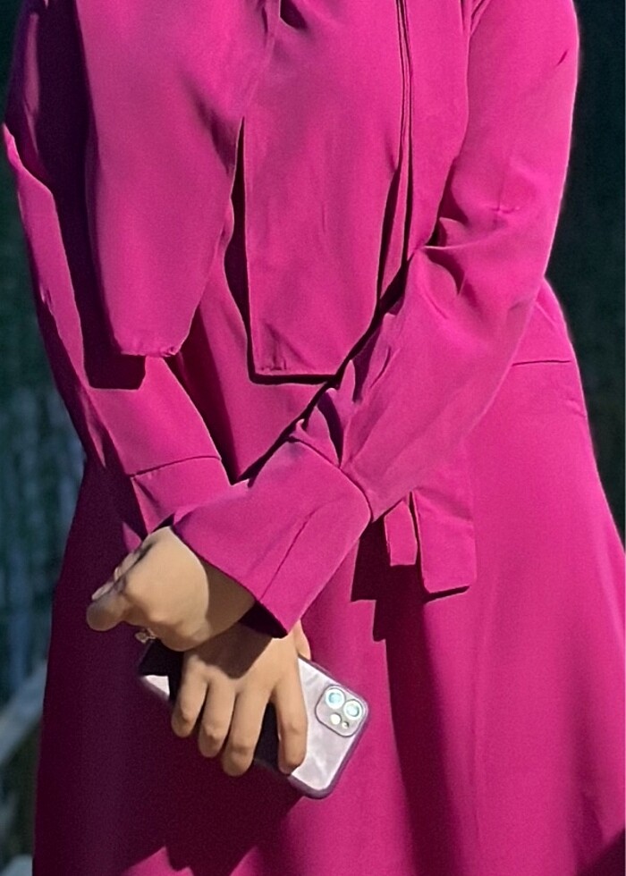 Pembe tesettür elbise - Görsel 2