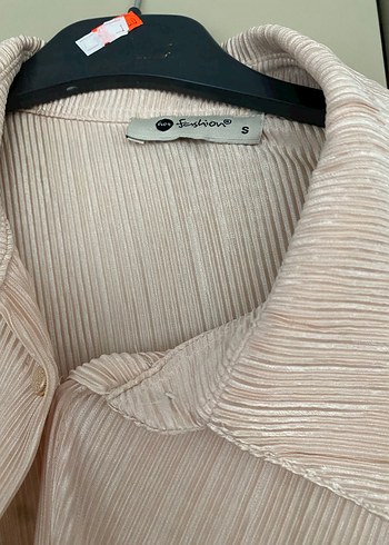 Bej Pilili Kadın Keten Pantolon gömlek takım - Görsel 2