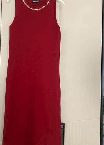 Bordo Zincir Detaylı Kadın Triko elbise - Görsel 2