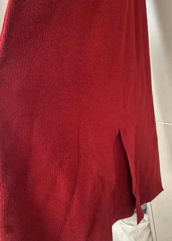 Bordo Zincir Detaylı Kadın Triko elbise - Görsel 3