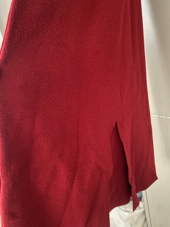 Bordo Zincir Detaylı Kadın Triko elbise - Görsel 3