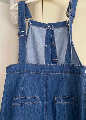 Düğmeli Lacivert Uzun Kot Tulum - Görsel 3