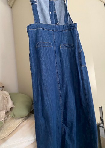 Düğmeli Lacivert Uzun Kot Tulum - Görsel 4