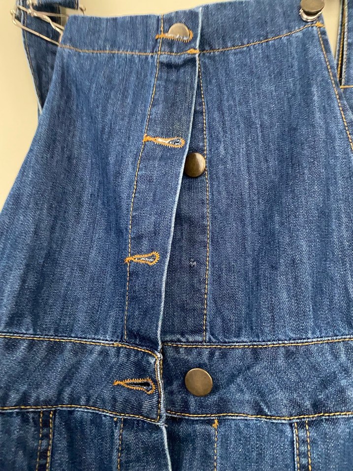 Düğmeli Lacivert Uzun Kot Tulum - Görsel 5