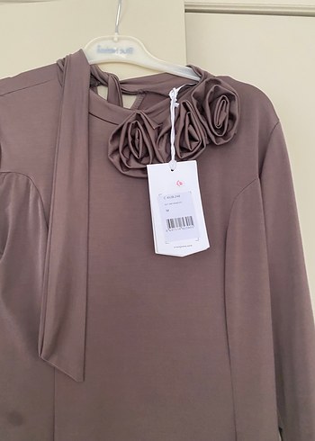 Uzun Kollu, Fırfırlı Kadın Uzun Elbise - Görsel 7