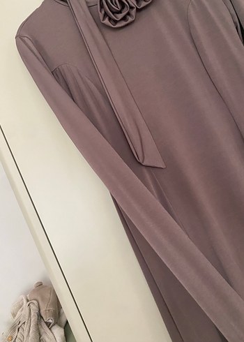 Uzun Kollu, Fırfırlı Kadın Uzun Elbise - Görsel 6