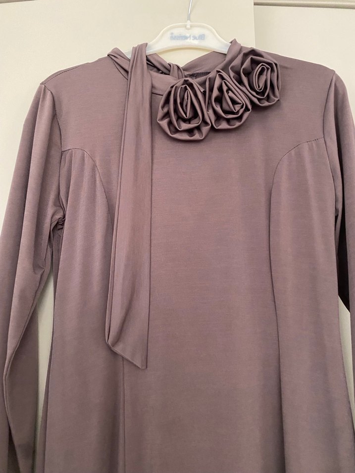 Uzun Kollu, Fırfırlı Kadın Uzun Elbise - Görsel 5