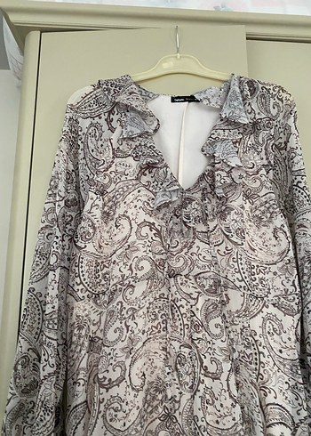 Bohem Tarzı Uzun Kollu V Yaka elbise - Görsel 2