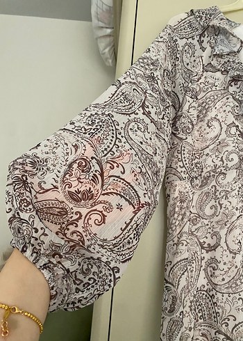 Bohem Tarzı Uzun Kollu V Yaka elbise - Görsel 5