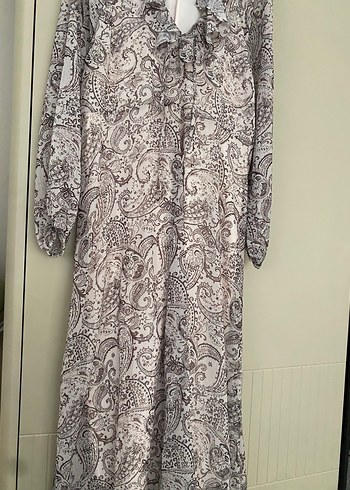 Bohem Tarzı Uzun Kollu V Yaka elbise - Görsel 7