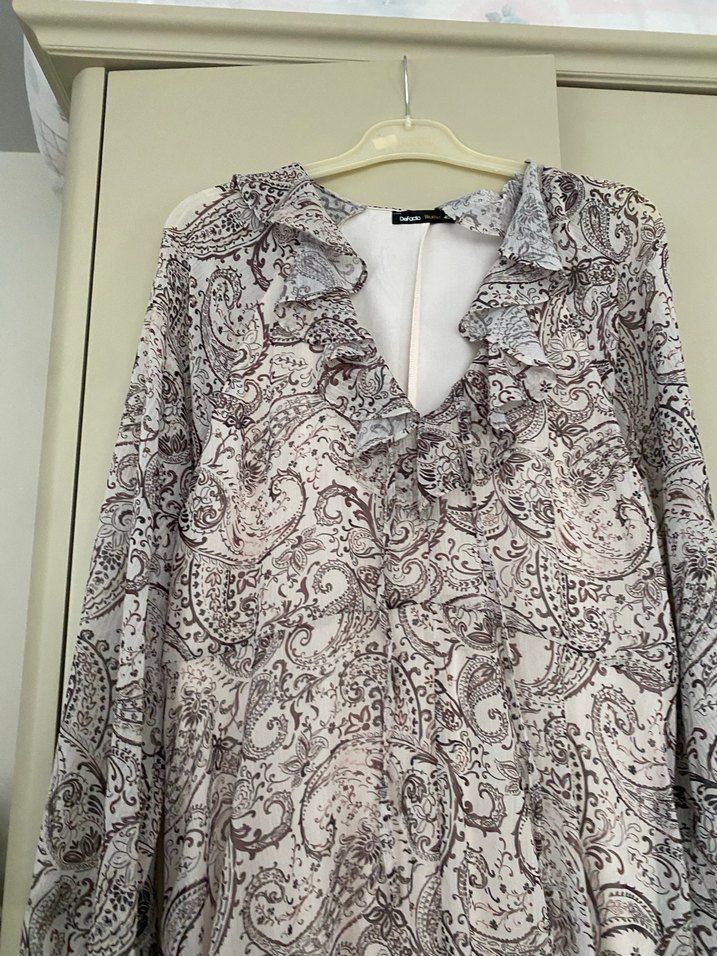 Bohem Tarzı Uzun Kollu V Yaka elbise - Görsel 2