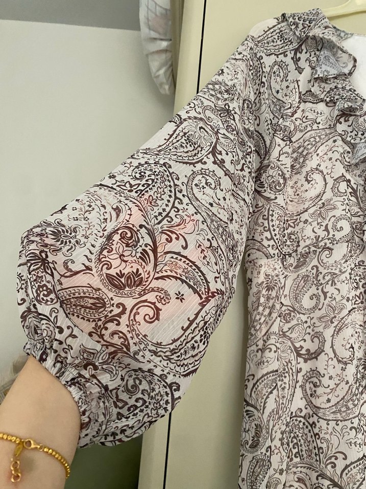 Bohem Tarzı Uzun Kollu V Yaka elbise - Görsel 5