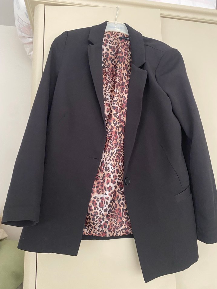 Düğmeli Siyah Kadın Blazer Ceket - Görsel 5