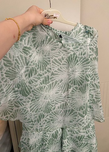 Yeşil Desenli pelerinli elbise, uzun , Robalı - Görsel 3