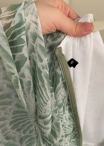 Yeşil Desenli pelerinli elbise, uzun , Robalı - Görsel 4