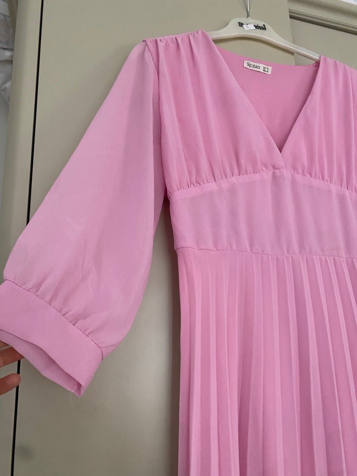 Robin Pembe Midi Kadın Elbise - Görsel 3