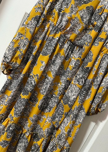 Bohem Uzun Kollu Yılan Desenli Elbise - Görsel 2