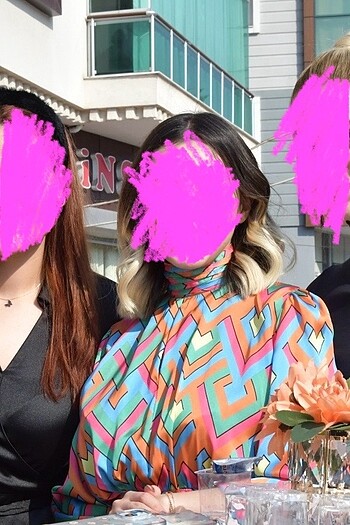 Zara Geometrik Desenli Saten Elbise