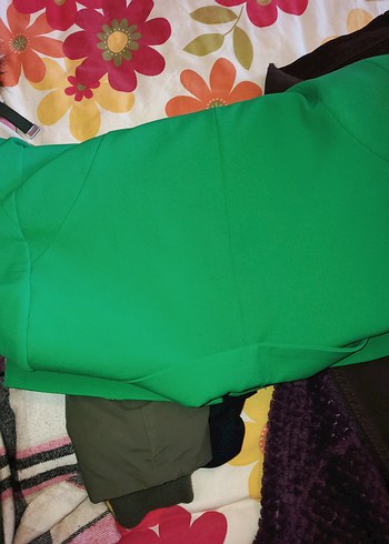 Düğmeli Yeşil Midi Kadın Blazer Ceket - Görsel 4