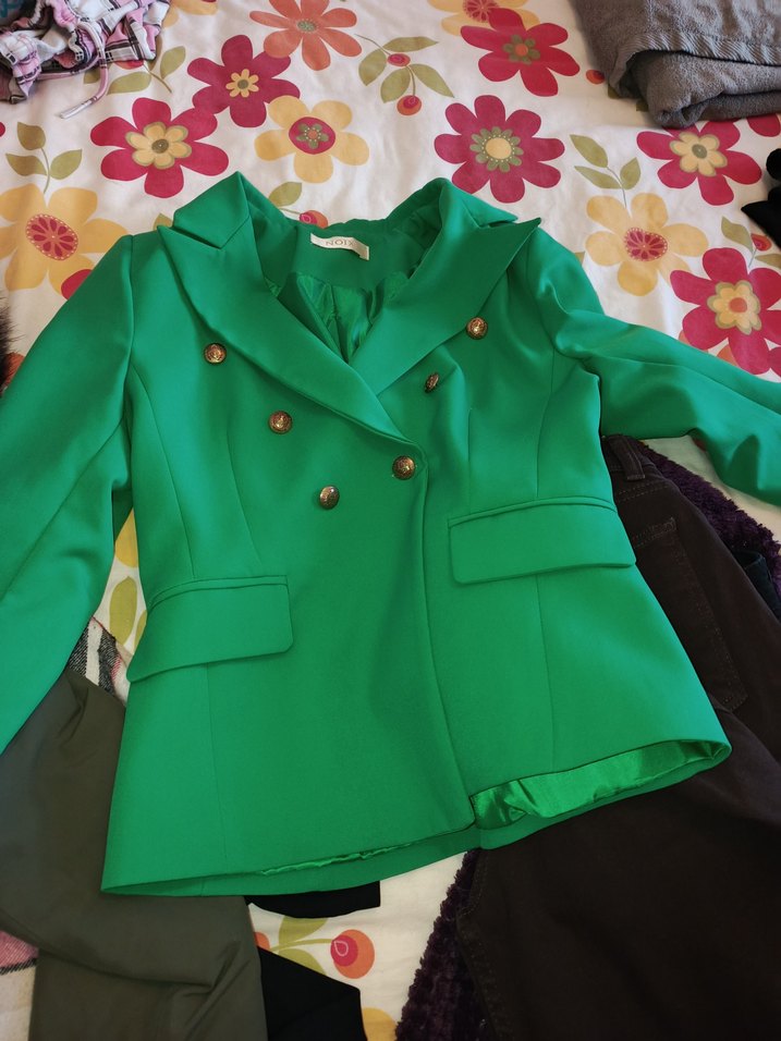 Düğmeli Yeşil Midi Kadın Blazer Ceket - Görsel 2