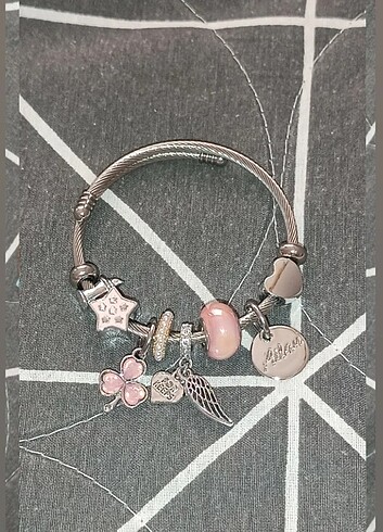 Çelik Pembe Pandora Bileklik
