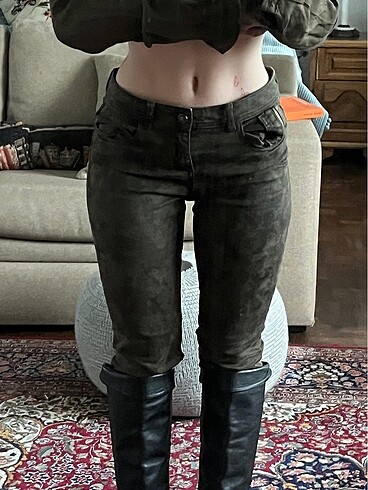 Zara asker desenli skinny jean