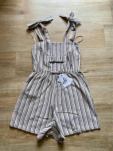 Çizgili Mini Salopet Tulum - Görsel 2