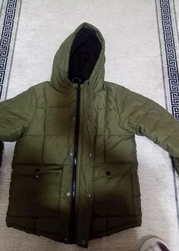 Erkek Çocuk Haki Kapüşonlu Düğmeli Kaban - Görsel 3