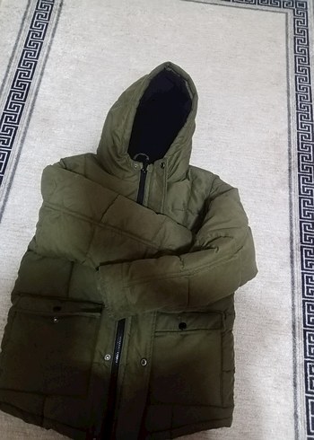 Erkek Çocuk Haki Kapüşonlu Düğmeli Kaban - Görsel 6