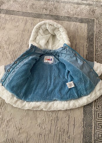 Mavi Kürklü Bebek Montu - Görsel 2