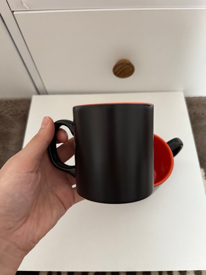 İç kısmı tütüncü, dışı siyah seramik kupa seti - Görsel 4