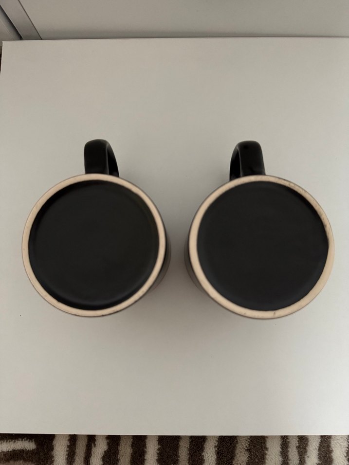 İç kısmı tütüncü, dışı siyah seramik kupa seti - Görsel 3