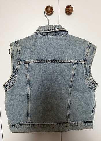 Taşlı gri Kadın Kot Yelek - Görsel 6