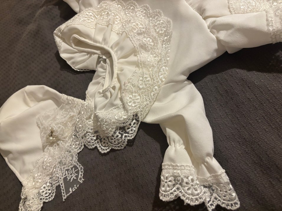 Kız Çocuk Beyaz Dantel İşlemeli Bolero - Görsel 5