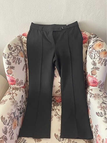 Siyah kumaş 38 beden İspanyol paça Pantalon