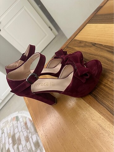 38 Beden Bordo Şık topuklu ayakkabı