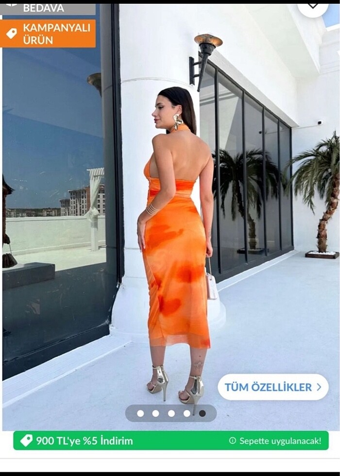 Turuncu elbise - Görsel 4