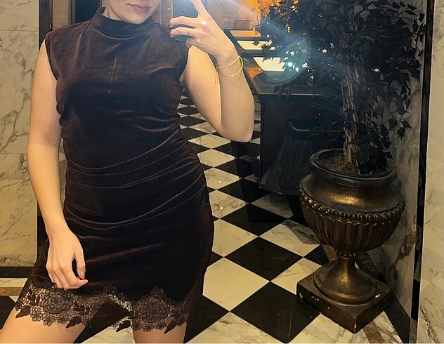 Zara kadife elbise - Görsel 4