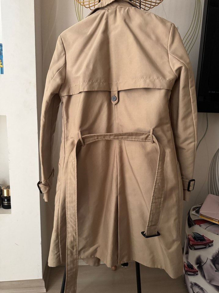 Zara Bej Midi Düğmeli Kadın Trençkot - Görsel 2