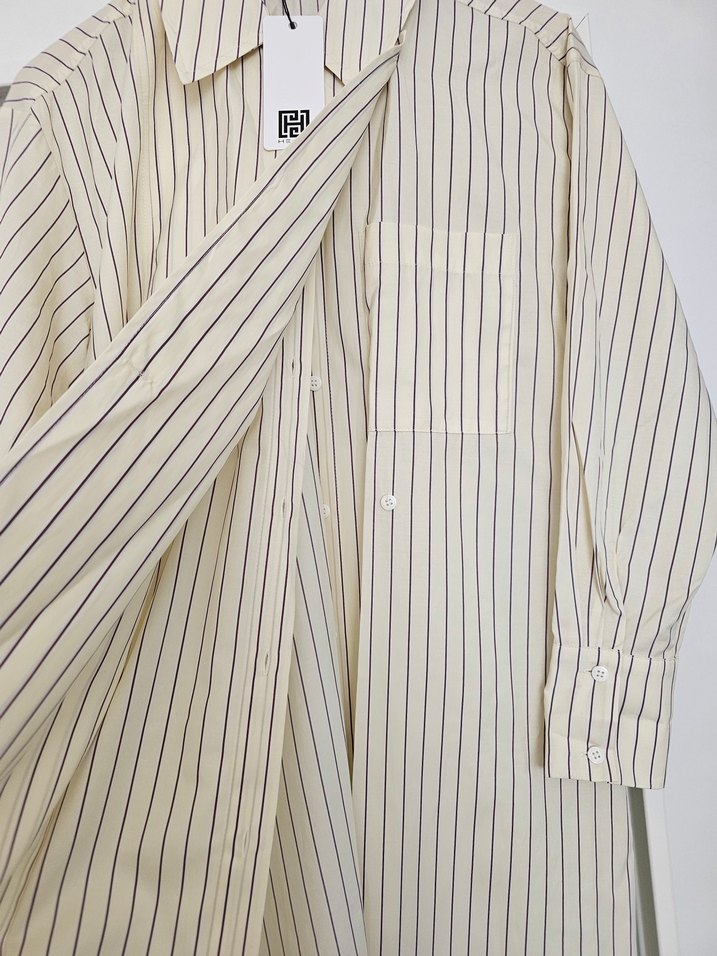 %100 pamuk çizgili gömlek tunik - Görsel 4
