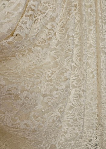 Dantel Detaylı EKRU Uzun Kollu Kadın ABİYE Elbise - Görsel 7