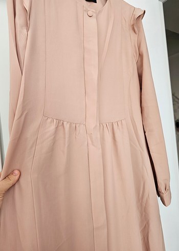 Tuğba Vizon Uzun Kollu Salaş Kadın Elbise Ferace - Görsel 5