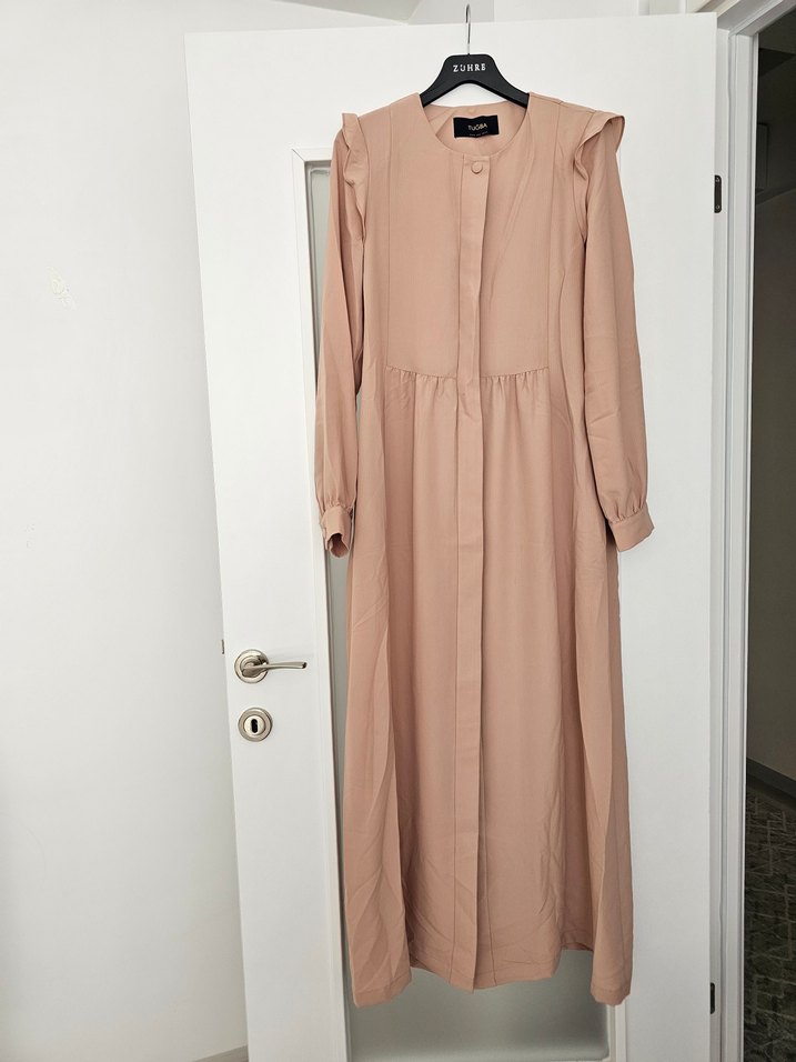 Tuğba Vizon Uzun Kollu Salaş Kadın Elbise Ferace - Görsel 2