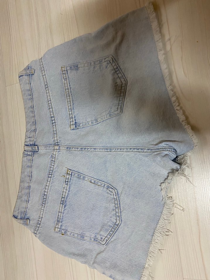 Düğmeli Açık Mavi Mini Denim Şort - Görsel 2