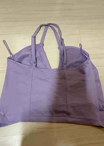 Mor Drapeli Strappy Crop Top - Görsel 2