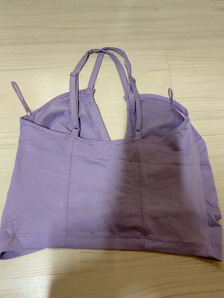 Mor Drapeli Strappy Crop Top - Görsel 2