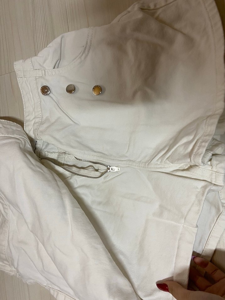 Beyaz Midi Hamile Keten Etek - Görsel 2