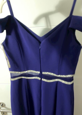 Parlak Mor V Yaka Uzun Kadın Elbise - Görsel 4