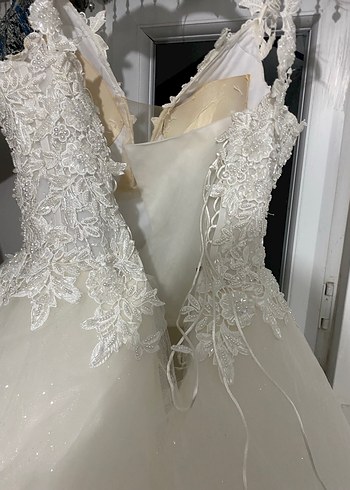 Beyaz Straplez Midi Bohem Gelinlik - Görsel 6