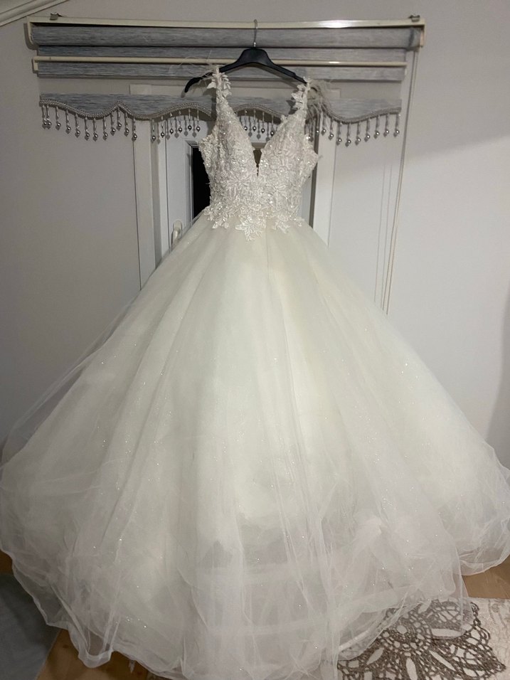 Beyaz Straplez Midi Bohem Gelinlik - Görsel 5